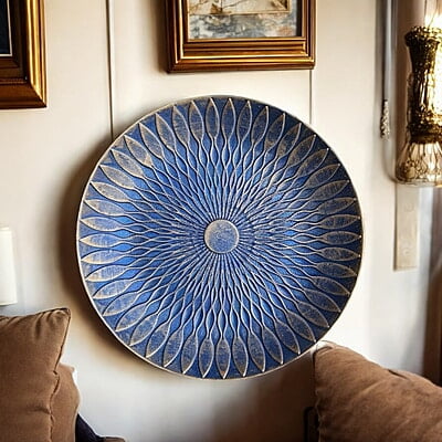 Blue and Gold MDF Wall Art