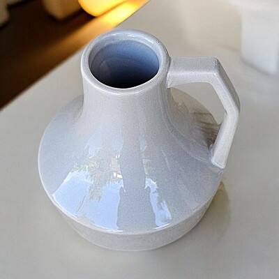 Soft Brown Ceramic Vase with Unique Shape and Handle Soft Brown Ceramic Vase with Unique Shape and Handle