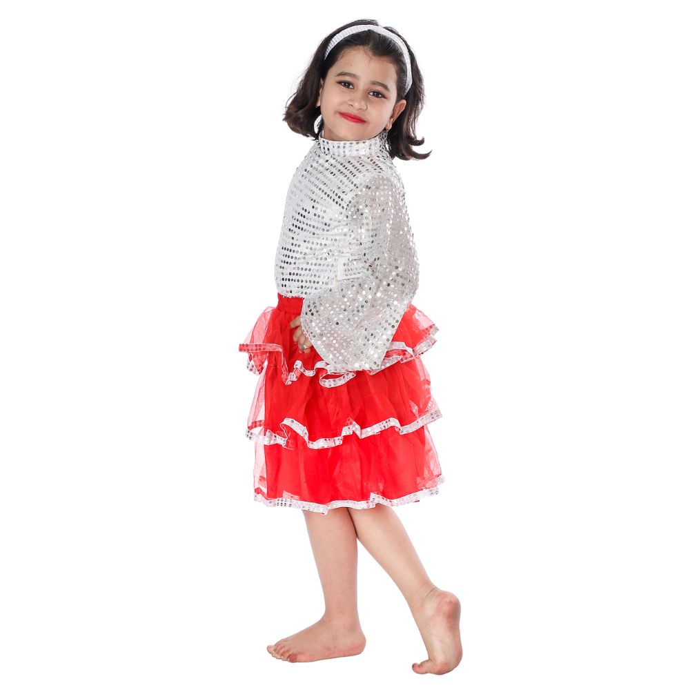 Western Dance Costume Red & Silver