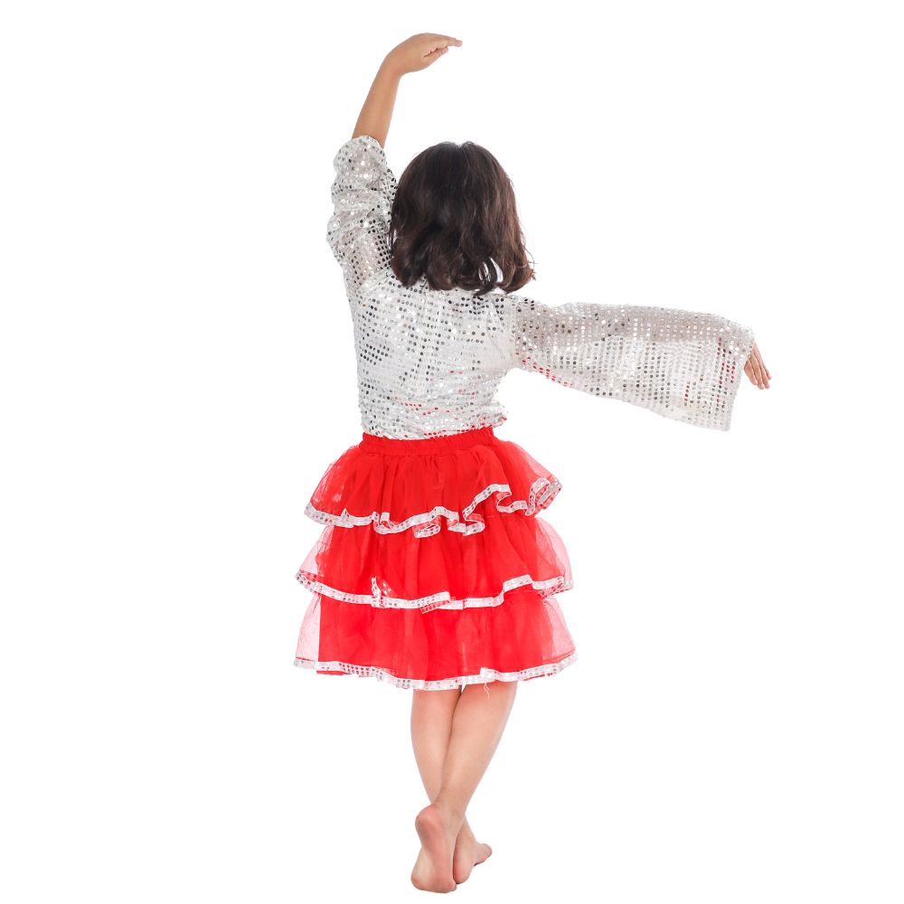 Western Dance Costume Red & Silver