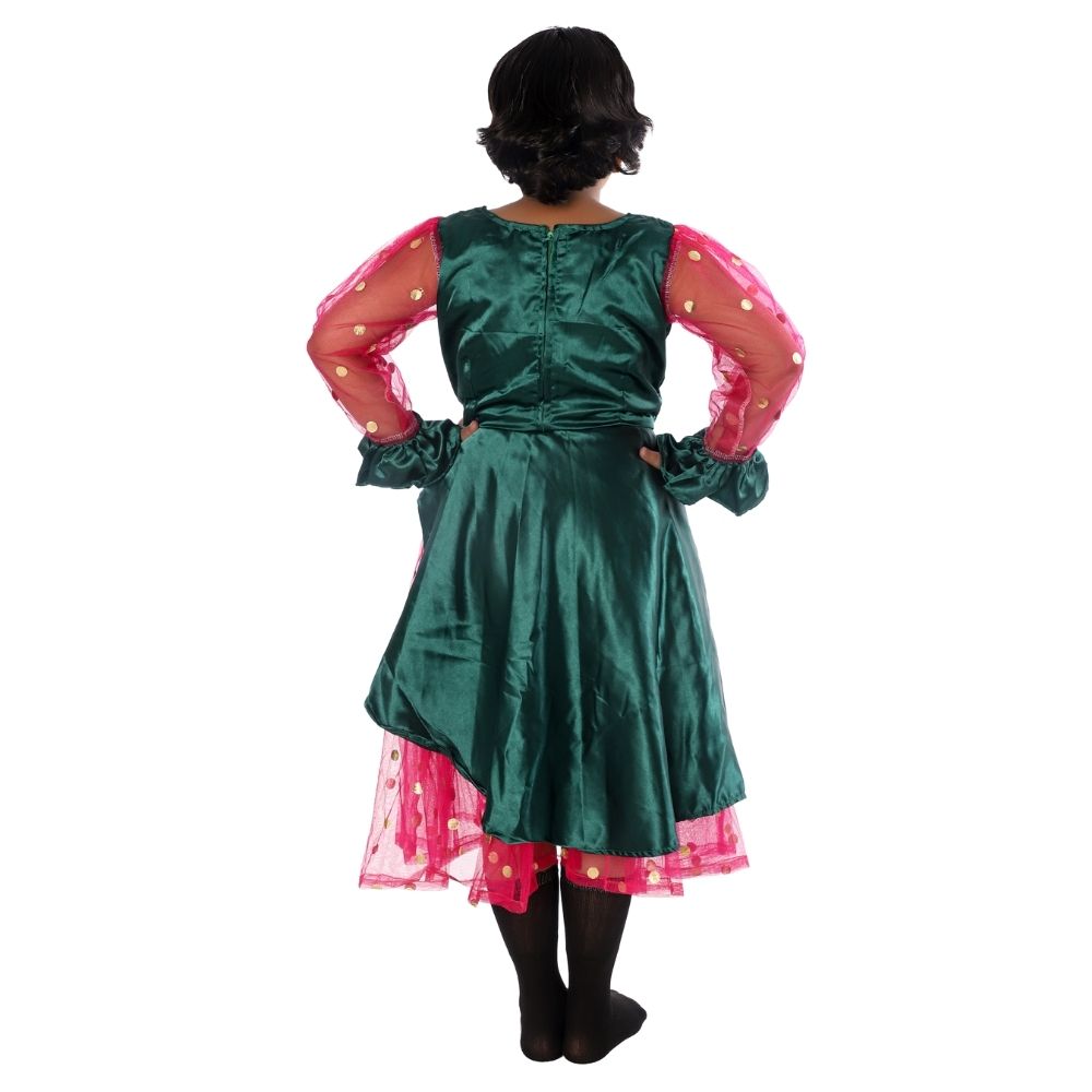 Western Dance Frock Magenta & Bottle Green