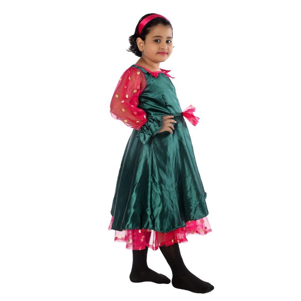 Western Dance Frock Magenta & Bottle Green