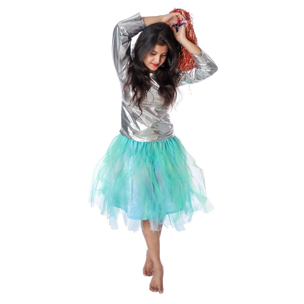 Western Dance Skirt Top Silver And Blue