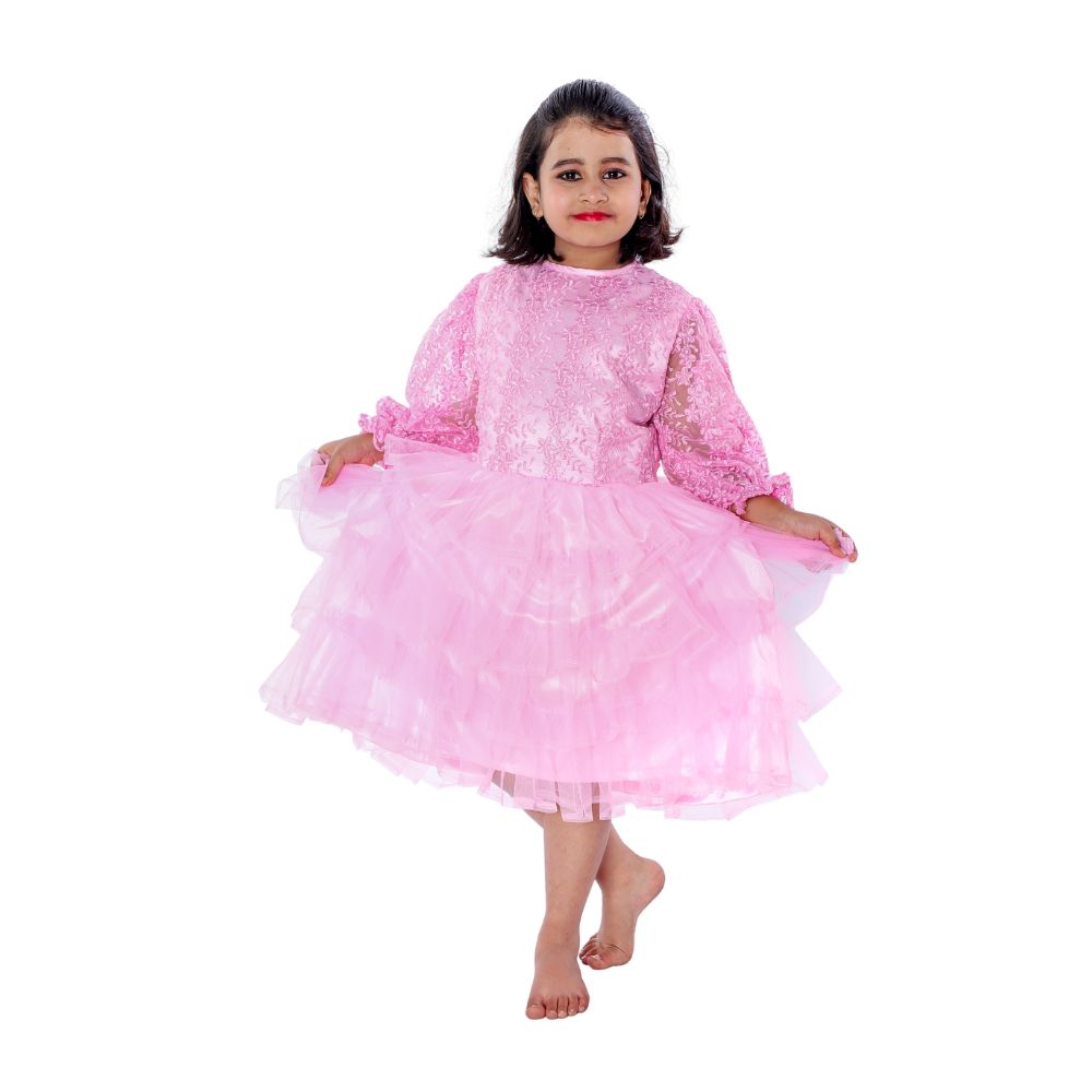 Western Dance Frock Fancy Dress Pink