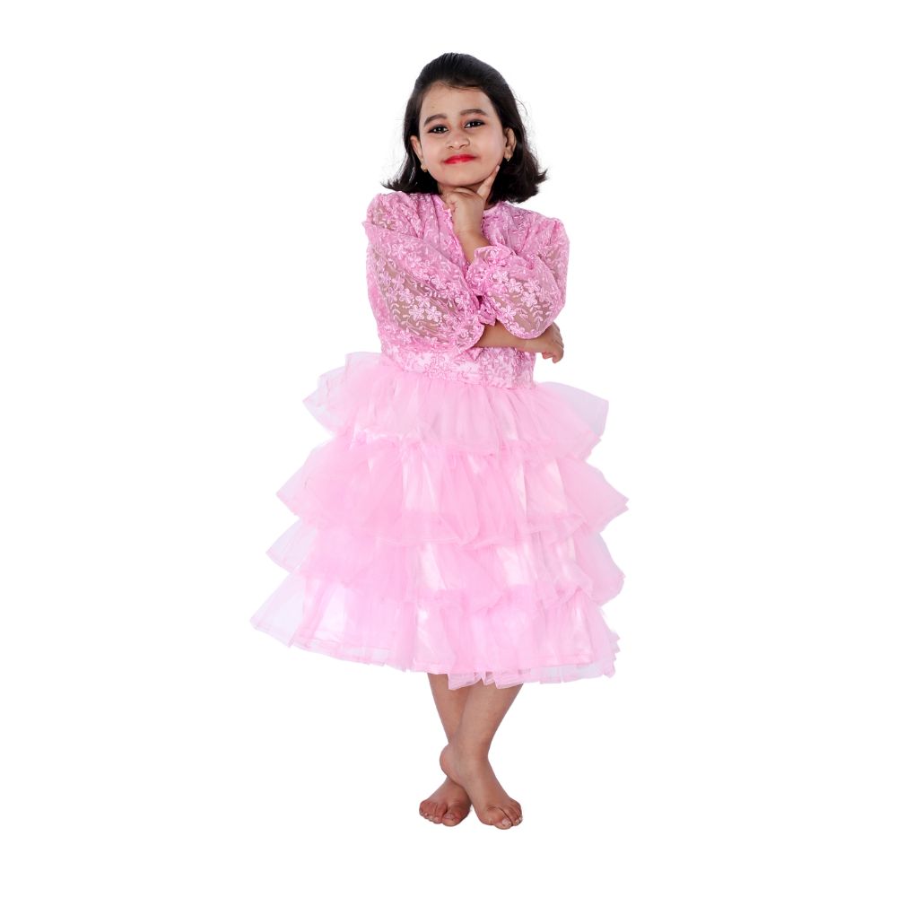 Western Dance Frock Fancy Dress Pink