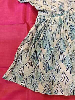 Soft cotton hand print white and blue combination