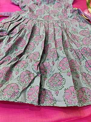 grey and light pink super soft cotton frock