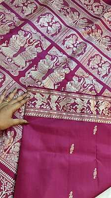 Pink pure Mulberry silk Baluchari saree