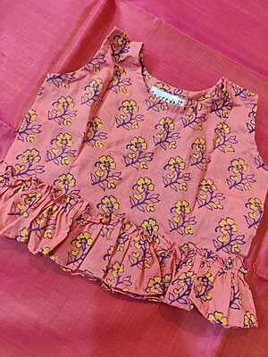 Pink hand block print Cambric cotton co-ord set