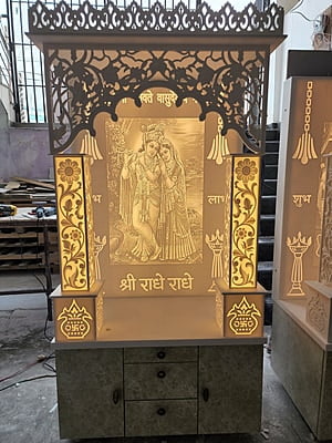 Divine Love Full Corian Mandir with Backlight
