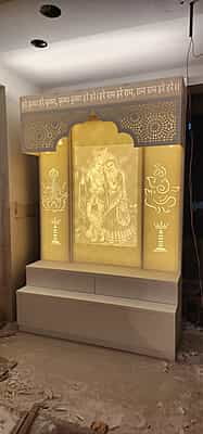 Eternal Bliss Full Corian Mandir with Backlight