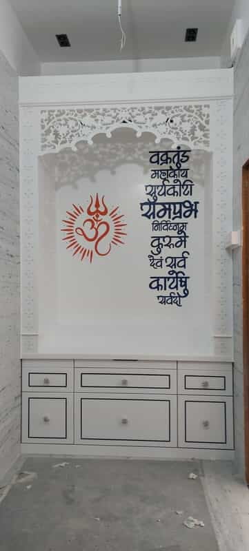 Tranquil Devotion Full Corian Mandir with Backlight