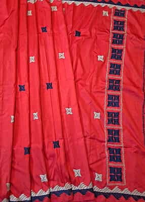Phulkari saree with Red rani pink Dual tone in pure Mulberry silk Phulkari saree with Red rani pink Dual tone in pure Mulberry silk