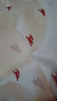 White and red combination Baluchari saree in pure Mulberry silk