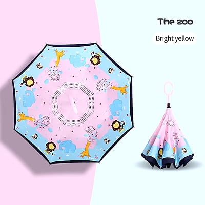Kids Umbrella C Handle Windproof Inverted Double Umbrella Customization Logo Kids Umbrella C Handle Windproof Inverted Double Umbrella Customization Logo