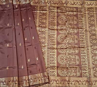 Light milky chocolate (seinna) color ,meena work pure Mulberry silk Baluchari saree Light milky chocolate (seinna) color ,meena work pure Mulberry silk Baluchari saree