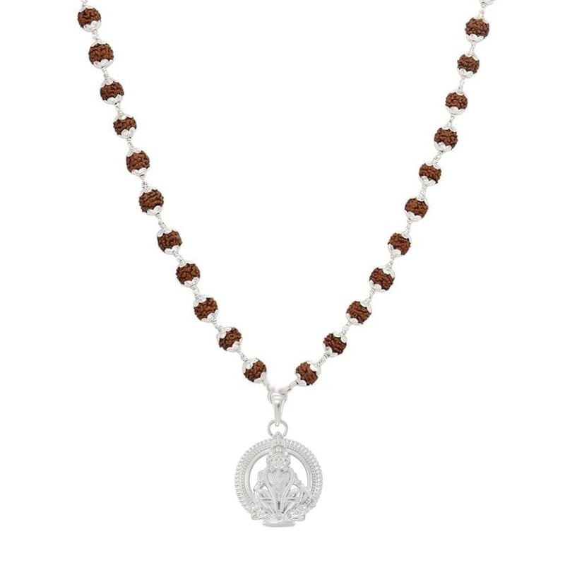 SRIMATHI JEWELLERS 925 silver ayyappan pendant 925 Silver Caped Rudraksha Mala 8mm,54 Beads, 30 Inchs SRIMATHI JEWELLERS 925 silver ayyappan pendant 925 Silver Caped Rudraksha Mala 8mm,54 Beads, 30 Inchs