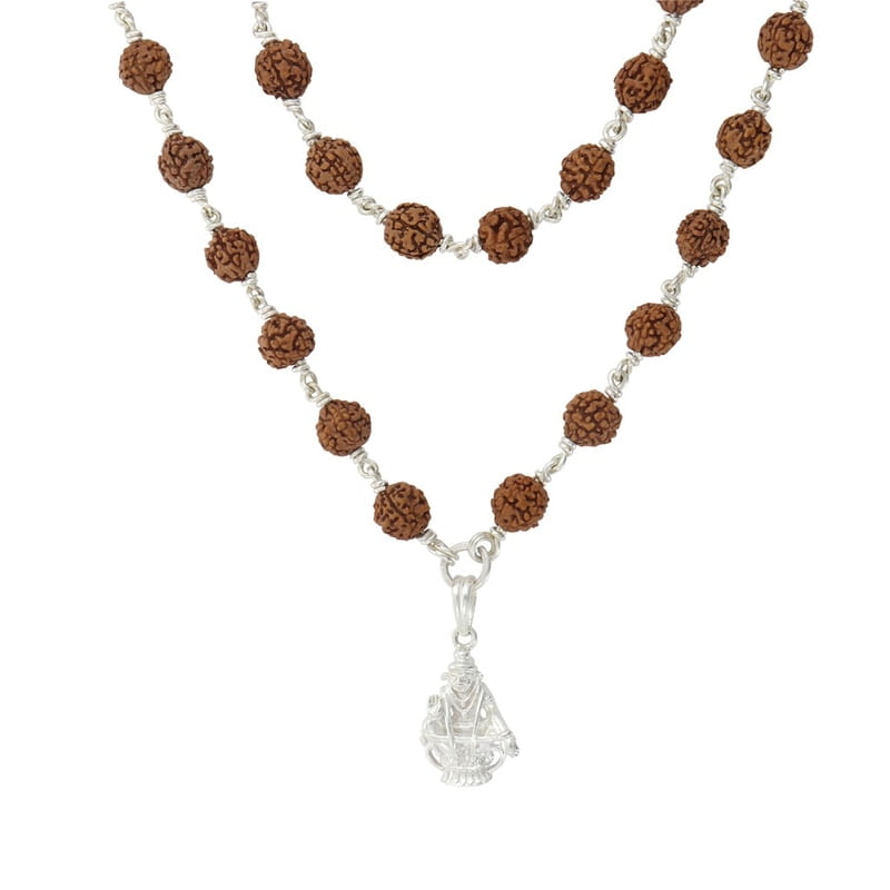 ayyappan silver pendant, 925 Silver Tied Rudraksha Mala,8mm,54 Beads, 30 Inchs ayyappan silver pendant, 925 Silver Tied Rudraksha Mala,8mm,54 Beads, 30 Inchs