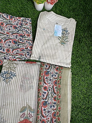 "MOGRA" Pure Cotton With Sequence Work Suit Set "MOGRA" Pure Cotton With Sequence Work Suit Set
