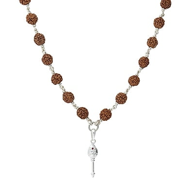 925 Sterling Silver Lord Murugan Vel Pendant Rudraksha Silver Mala 925 Sterling Silver Lord Murugan Vel Pendant Rudraksha Silver Mala