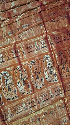 Rust Rani pink dual tone pure Mulberry silk Swarnachari saree