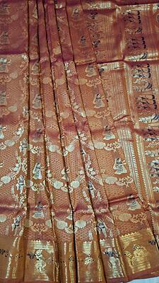 Rust Rani pink dual tone pure Mulberry silk Swarnachari saree