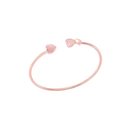 Silver Rose Gold Adjustable Bangle | CZ-Studded 925 Silver