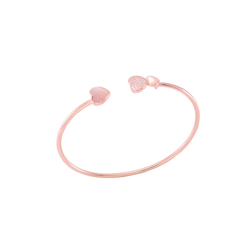 Silver Rose Gold Adjustable Bangle | CZ-Studded 925 Silver Silver Rose Gold Adjustable Bangle | CZ-Studded 925 Silver