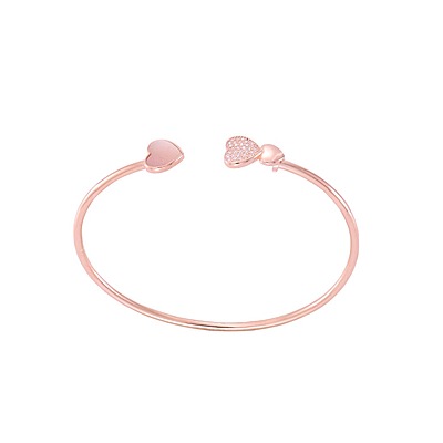 Silver Rose Gold Adjustable Bangle | CZ-Studded 925 Silver Silver Rose Gold Adjustable Bangle | CZ-Studded 925 Silver