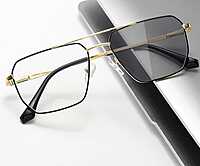 Soigné Unisex Rectangular Spectacle Frame.Brown&Gold-Medium