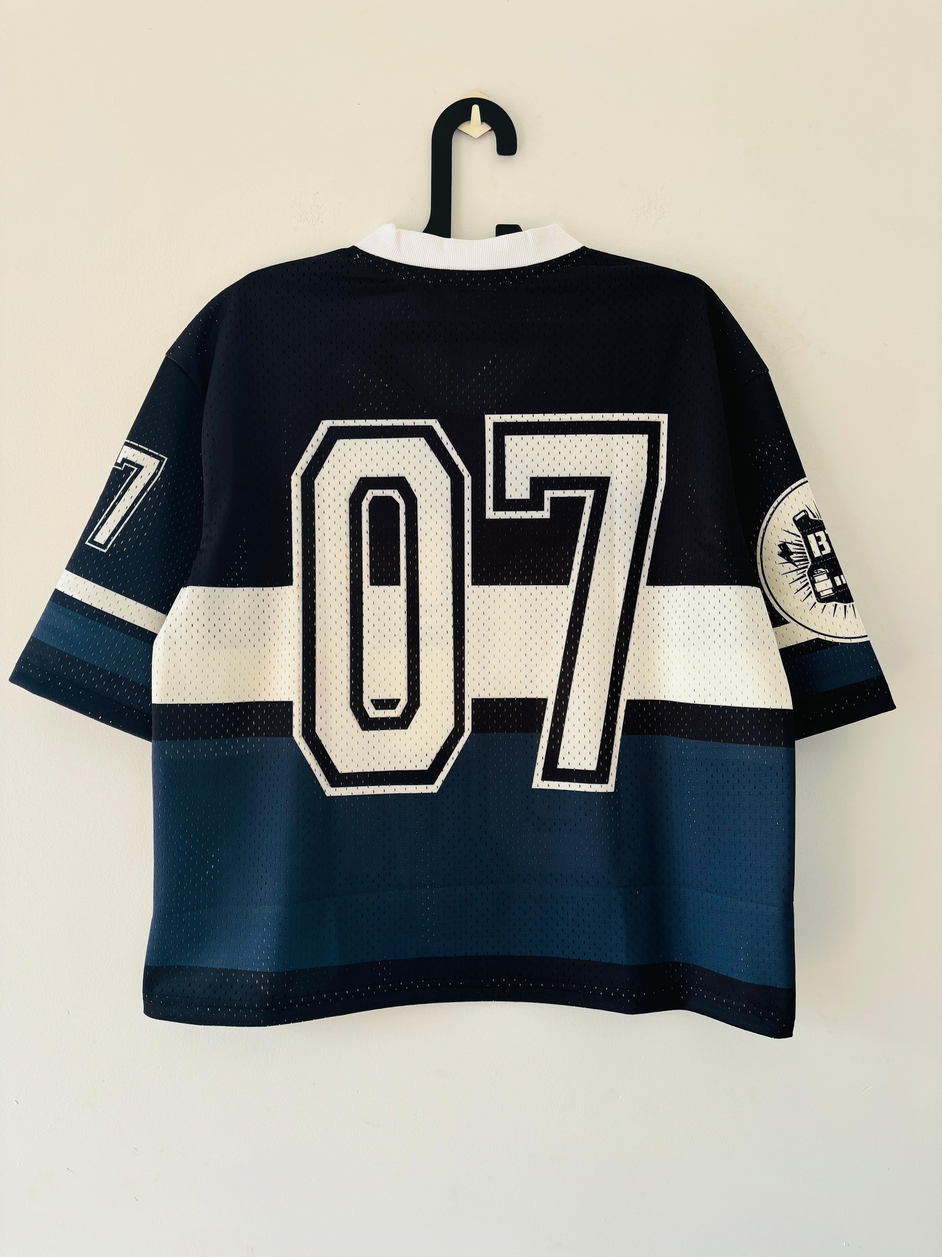 Black and blue retro oversized jersey