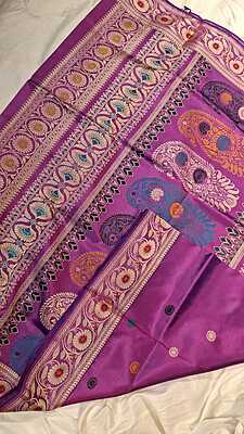 Color Blue Rani Pink Dual Tone Pure Mulberry Silk Revival Baluchari Color Blue Rani Pink Dual Tone Pure Mulberry Silk Revival Baluchari