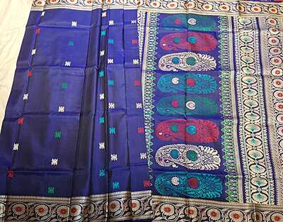 Color Carbon blue Revival Baluchari Saree Color Carbon blue Revival Baluchari Saree