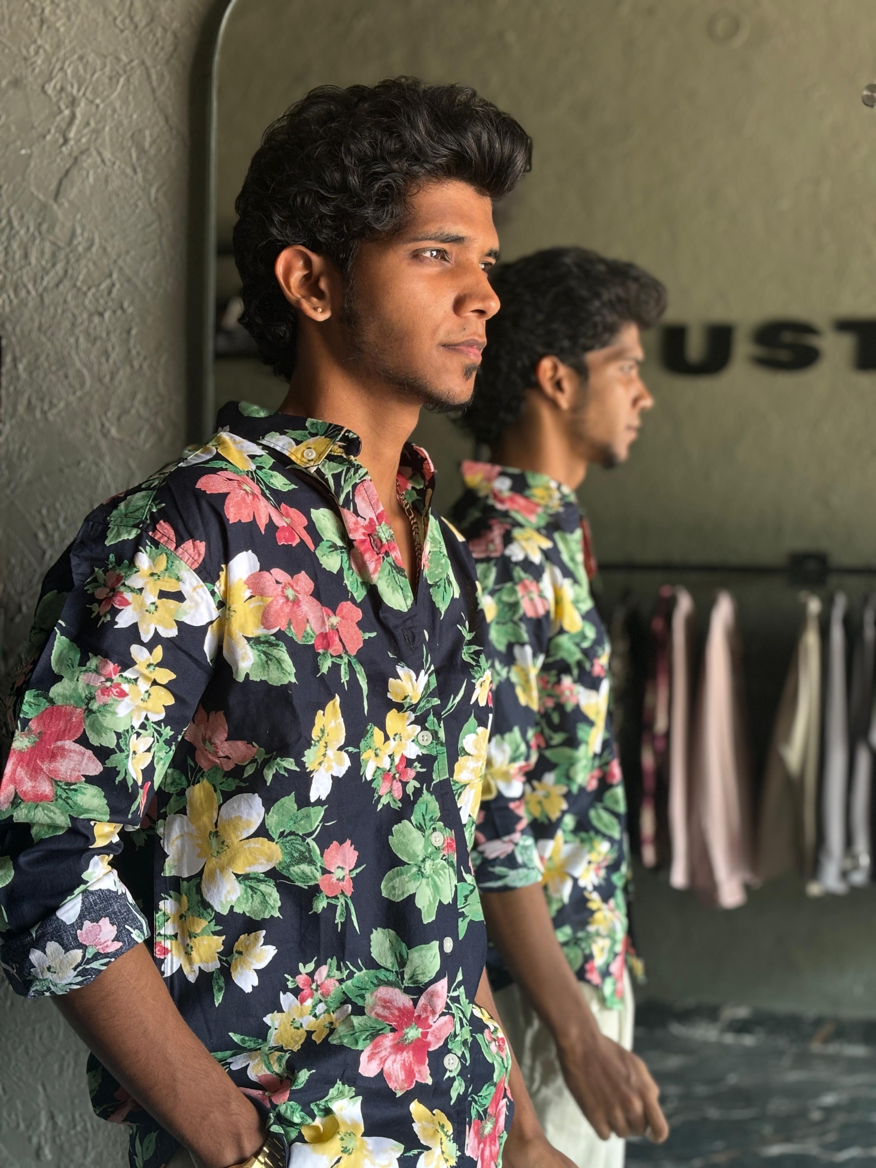 Blue floral printed shirts Blue floral printed shirts