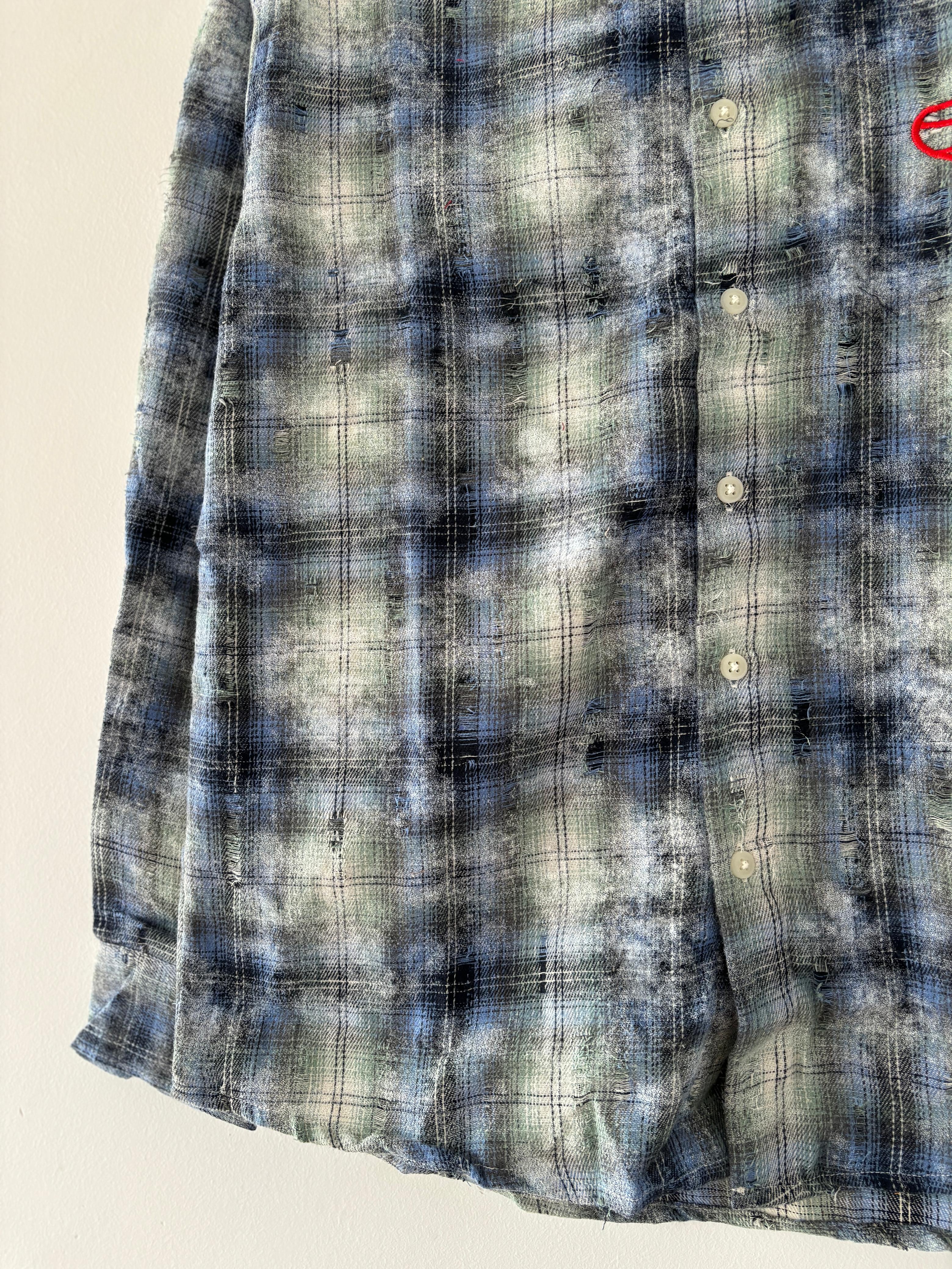 Blue acid washed flannels Blue acid washed flannels