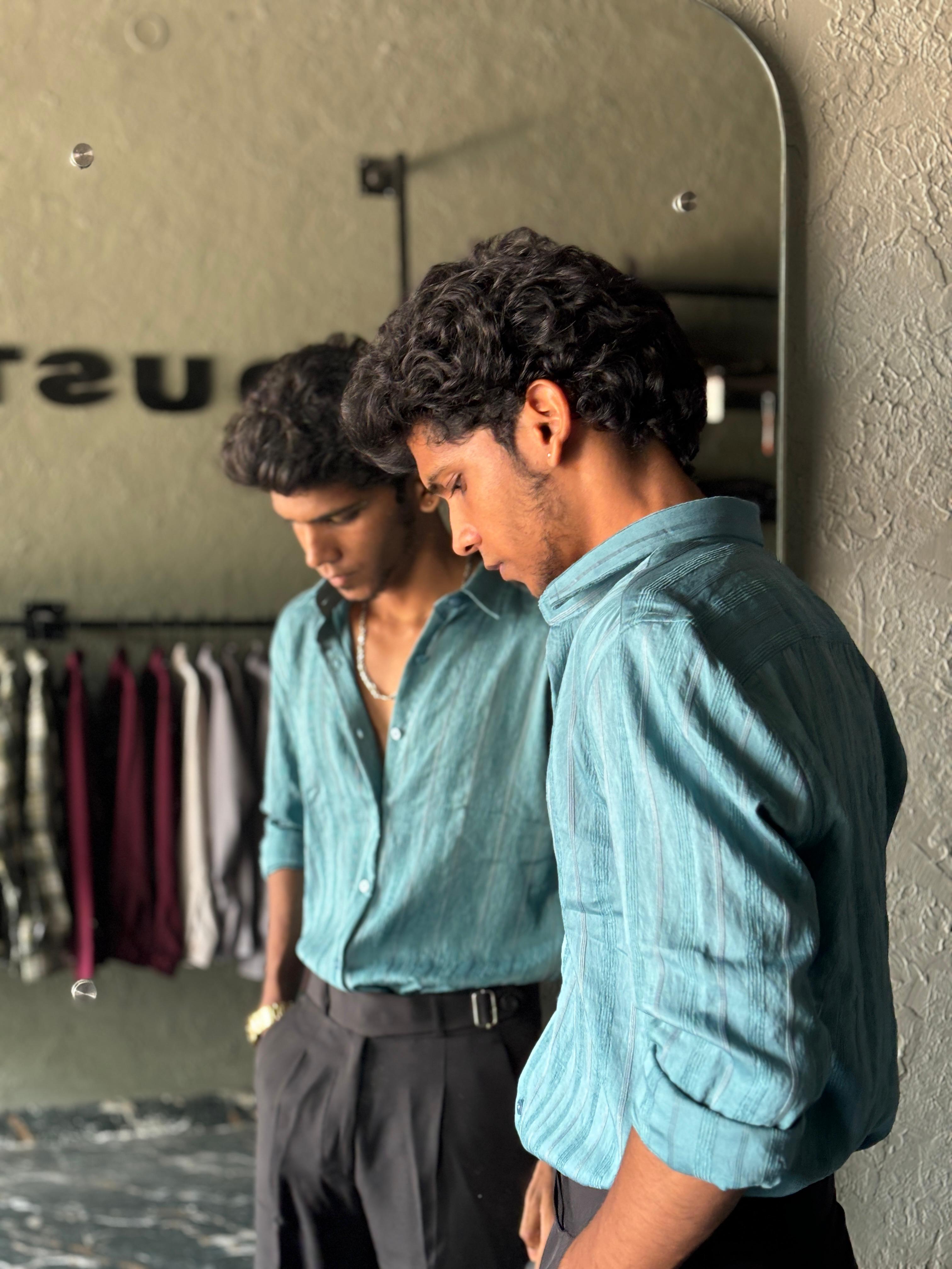 Aqua blue textured shirts Aqua blue textured shirts