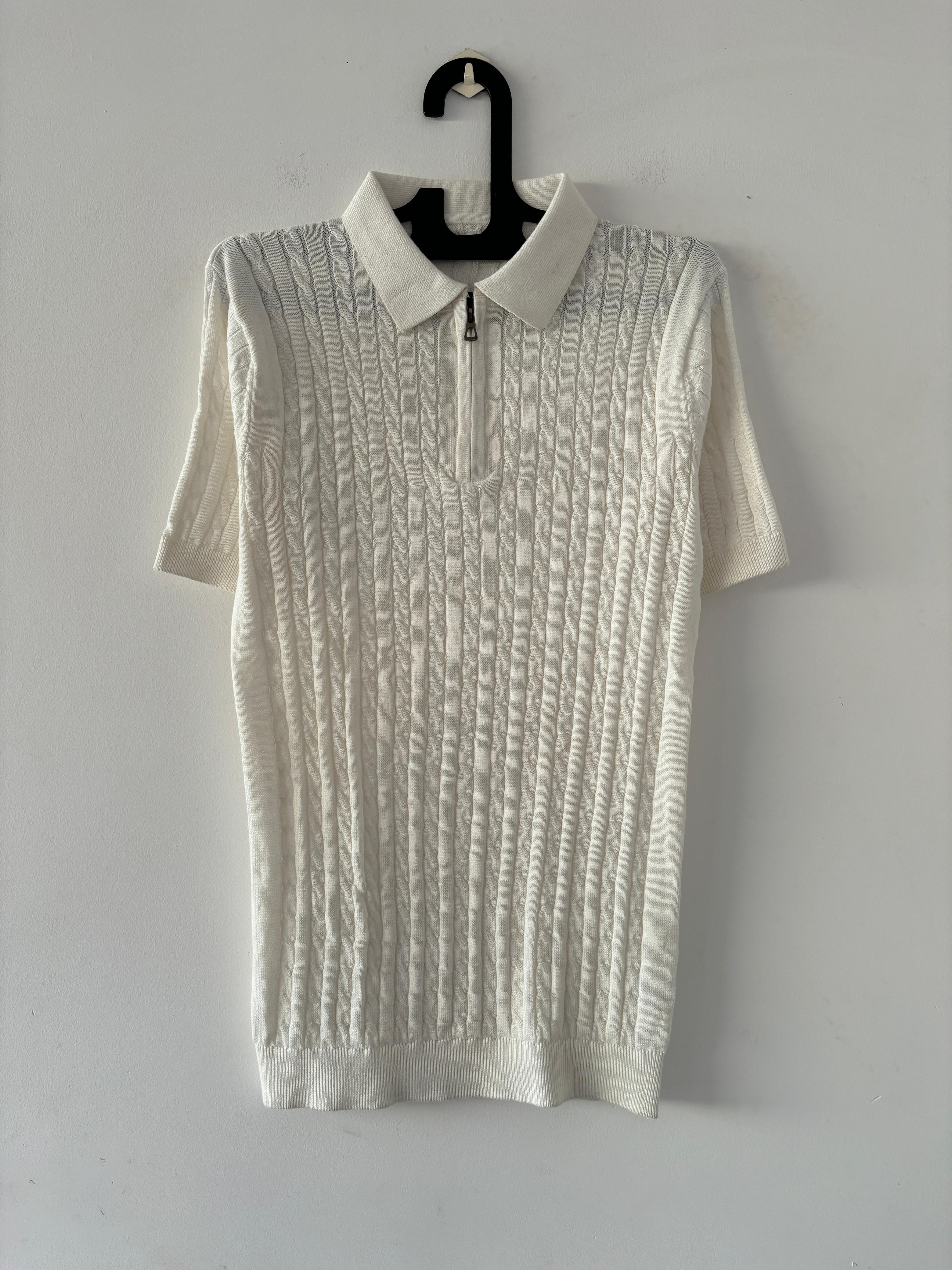 White knitted polo t-shirt White knitted polo t-shirt