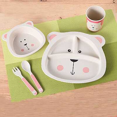 Bamboo Fiber Cartoon Pet/toy meal set for Kids Tableware