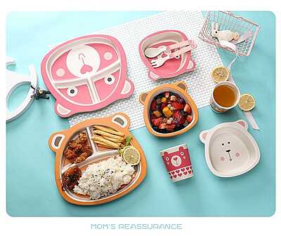 Bamboo Fiber Cartoon Pet/toy meal set for Kids Tableware