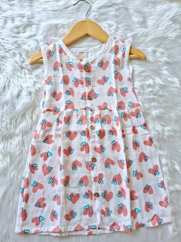 Muslin Frock - Red heart