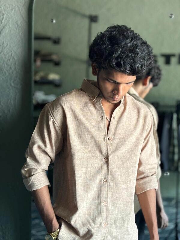 French beige linen blended shirts French beige linen blended shirts