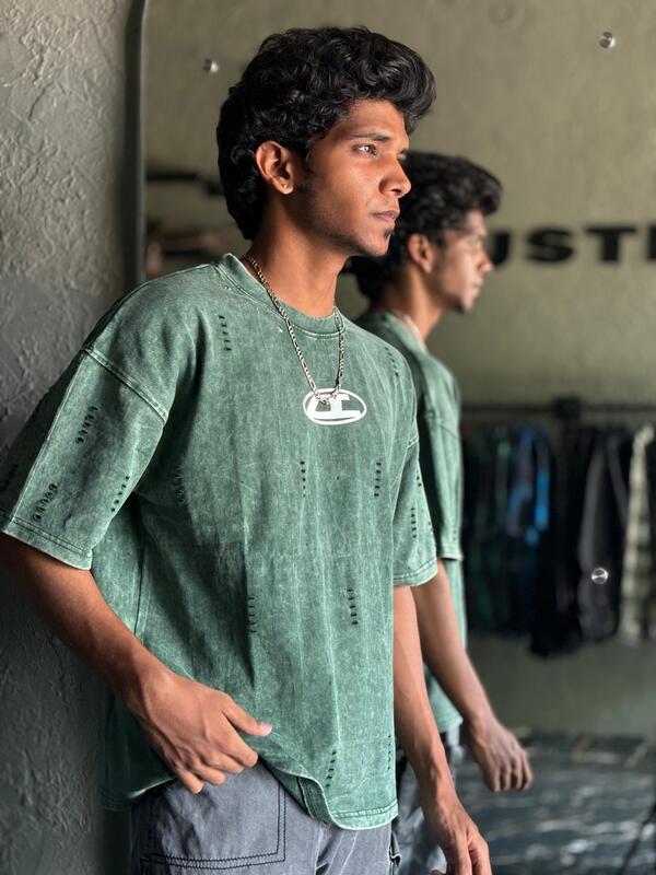 Green acid washed Oversized Green acid washed Oversized