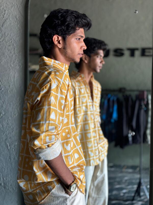 Yellow and green printed shirts Yellow and green printed shirts