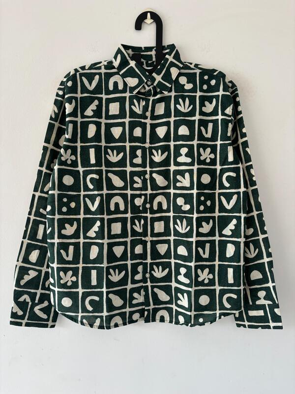 Green and white printed shirt Green and white printed shirt