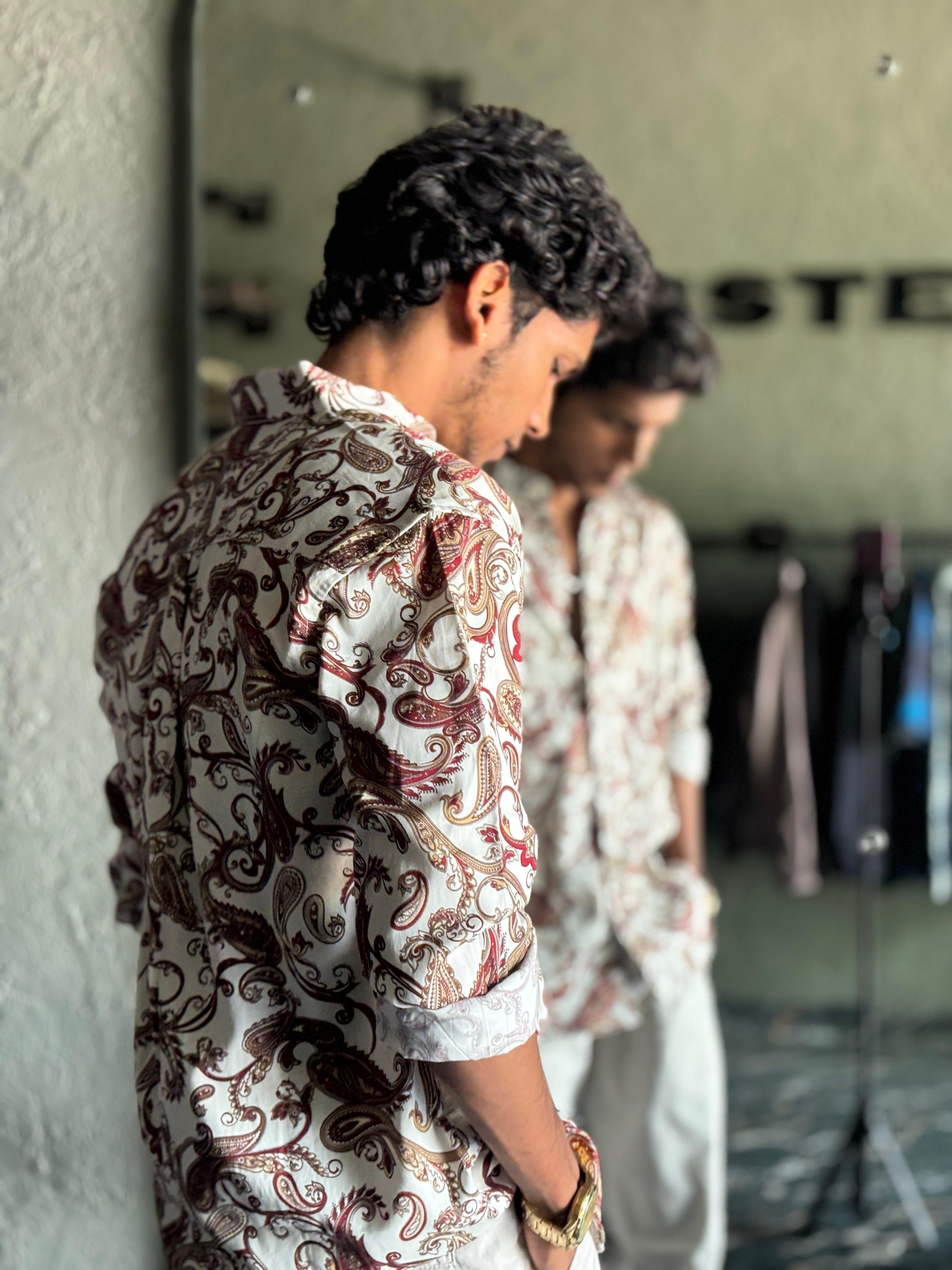 Red and white printed shirt Red and white printed shirt