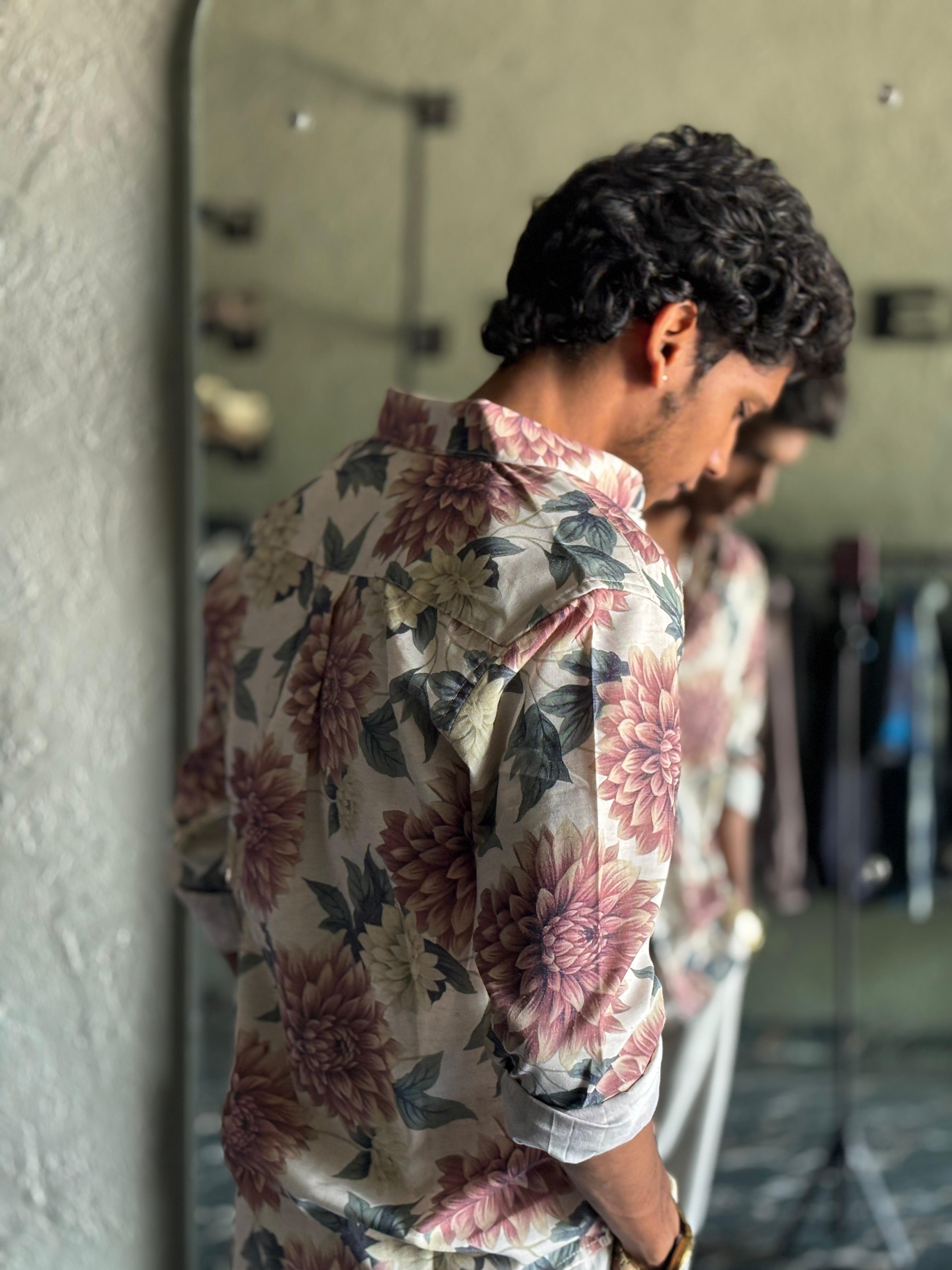 Orange floral printed shirt Orange floral printed shirt