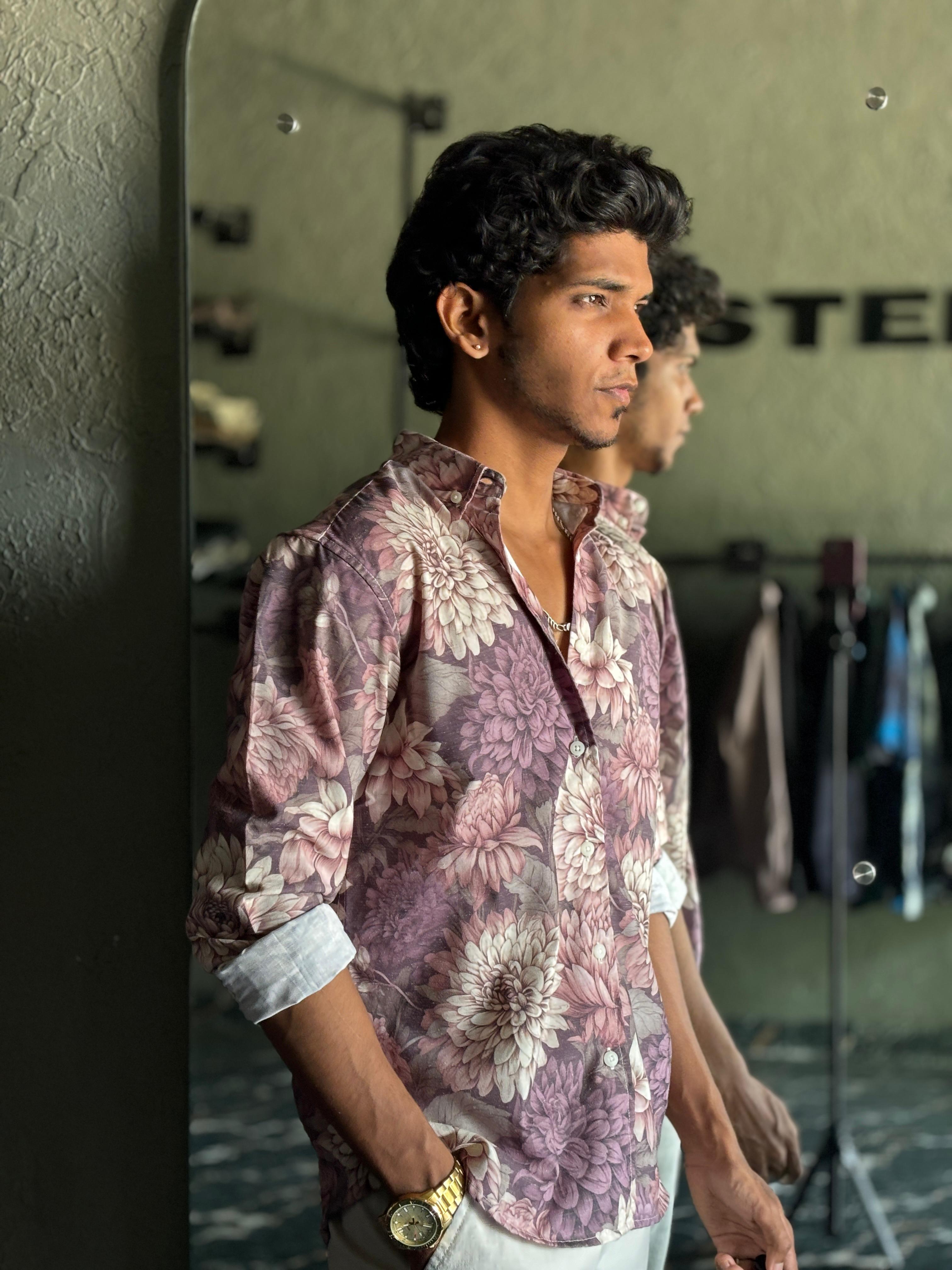 Purple floral printed shirt Purple floral printed shirt