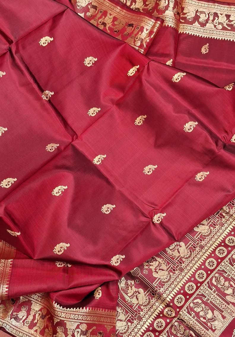 Figure motif Baluchari color mred saree