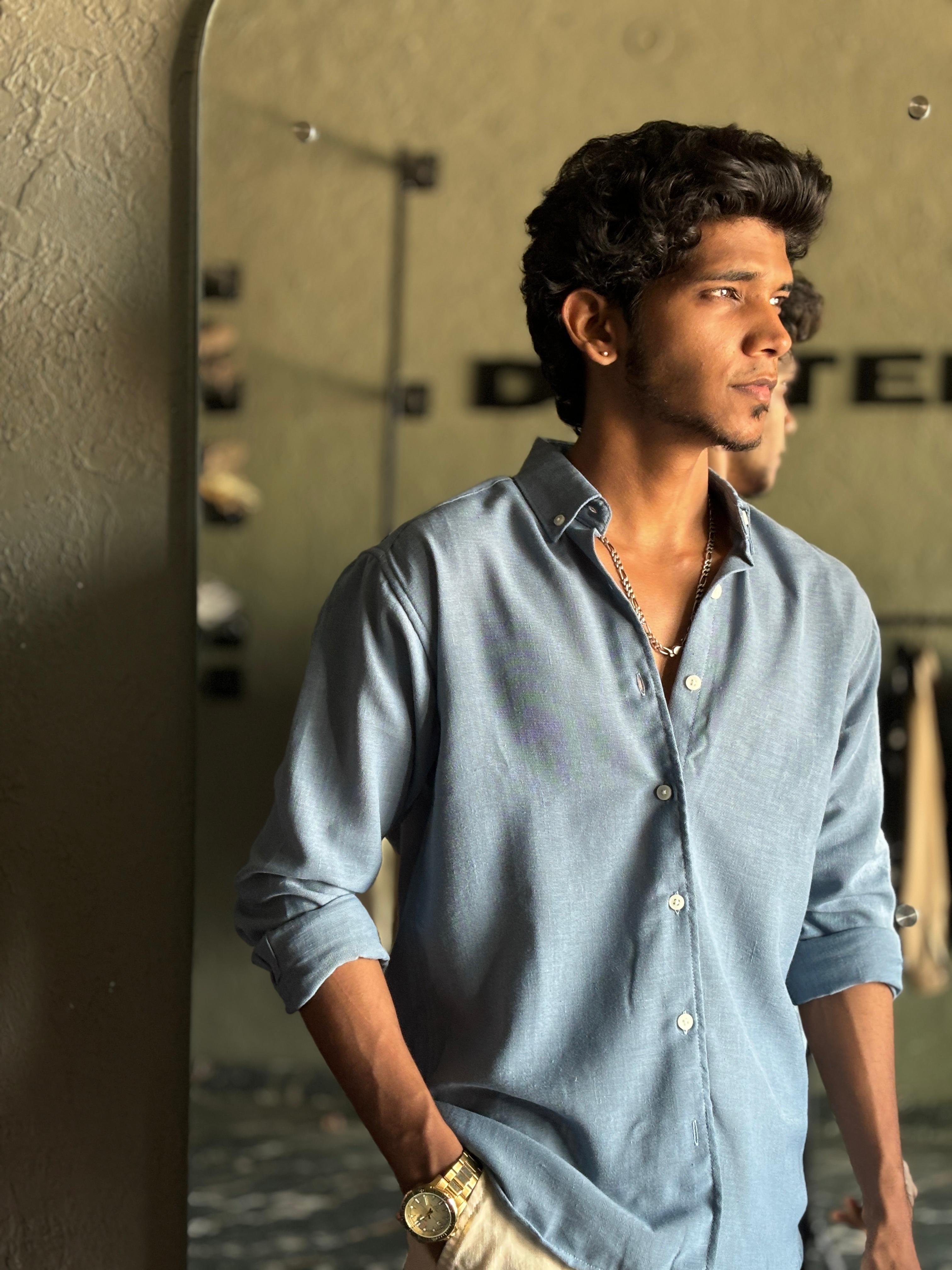 Steel blue linen shirts Steel blue linen shirts