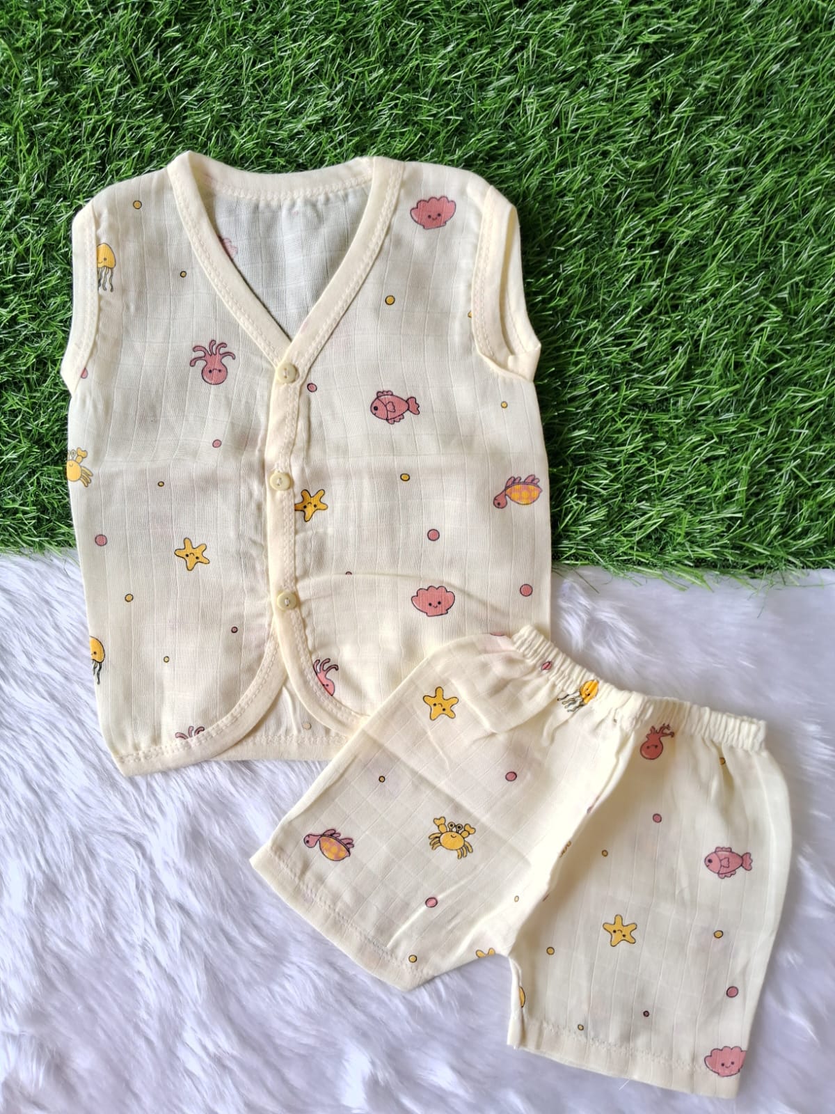 Muslin Jabla Set - Yellow Octopus Muslin Jabla Set - Yellow Octopus